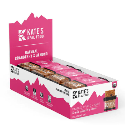 *NEW* - Kate's Real Food - Organic Energy Bar  - Oatmeal Cranberry Almond - 12x62g
