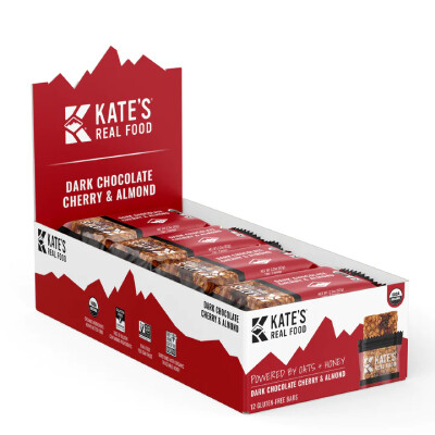 *NEW* - Kate's Real Food - Organic Energy Bar  - Dark Chocolate Cherry & Almond  - 12x62g