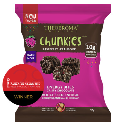 *NEW* - Theobroma  - Energy Bites  - 60% Dark Chocolate and Raspberry Chunkies - 12x37g
