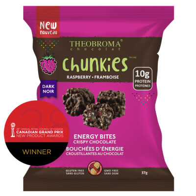 Theobroma  - Energy Bites  - 60% Dark Chocolate and Raspberry Chunkies - 12x37g