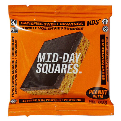 Mid-Day Squares - Chocolate Protein Squares - Peanut Butta - 12x33g