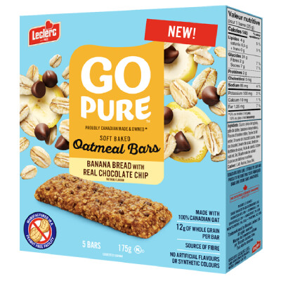 *NEW* - Leclerc - Go Pure Oatmeal Bars - Banana Bread with Milk Chocolate Chips - 60x175g