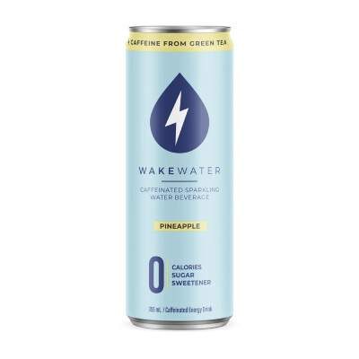*NEW* - Wake Water - Caffeinated Sparkling Water  - Pineapple - 12x355mL