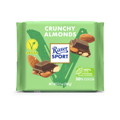 *NEW* - Ritter Sport - Vegan Chocolate Bar - Crunchy Almond - 10x100g