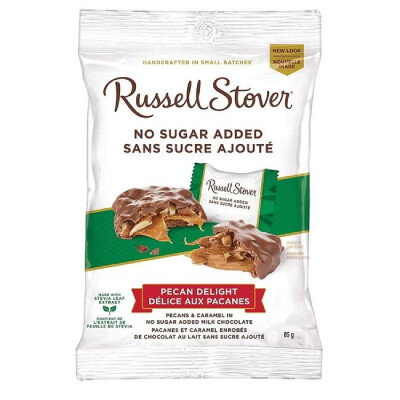 *NEW* - Russell Stover - No Sugar Added - Milk Chocolate Pecan Delight - 85g