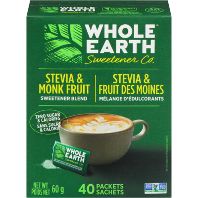 Whole Earth - Monk Fruit and Stevia - Packets - 40Units