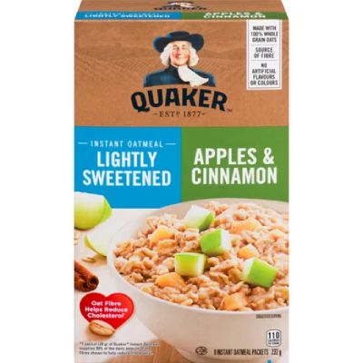 Quaker - Instant Oatmeal - Apples &amp; Cinnamon/ Lightly Sweetened - 232g