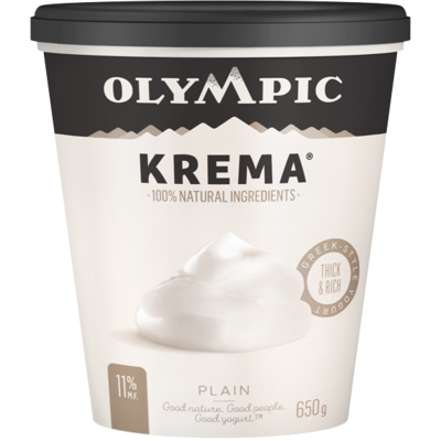 Olympic Dairy - Krema Greek Style Yogurt - Bulk Pack; Plain 11% - 650g