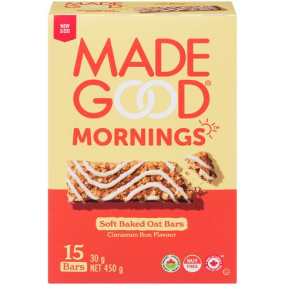 *NEW* - Made Good - Mornings Soft Baked Oat Bars  - Cinnamon - 15x30g