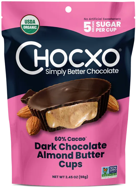 *NEW* - Chocxo - Almond Butter Cups - Almond Butter Dark Chocolate  - 7x14g