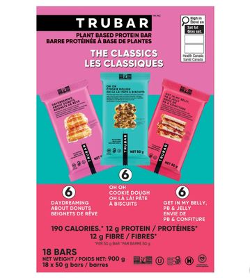 **NEW* - Trubar - Plant Based Protein Bars - The Classics - 18x50g