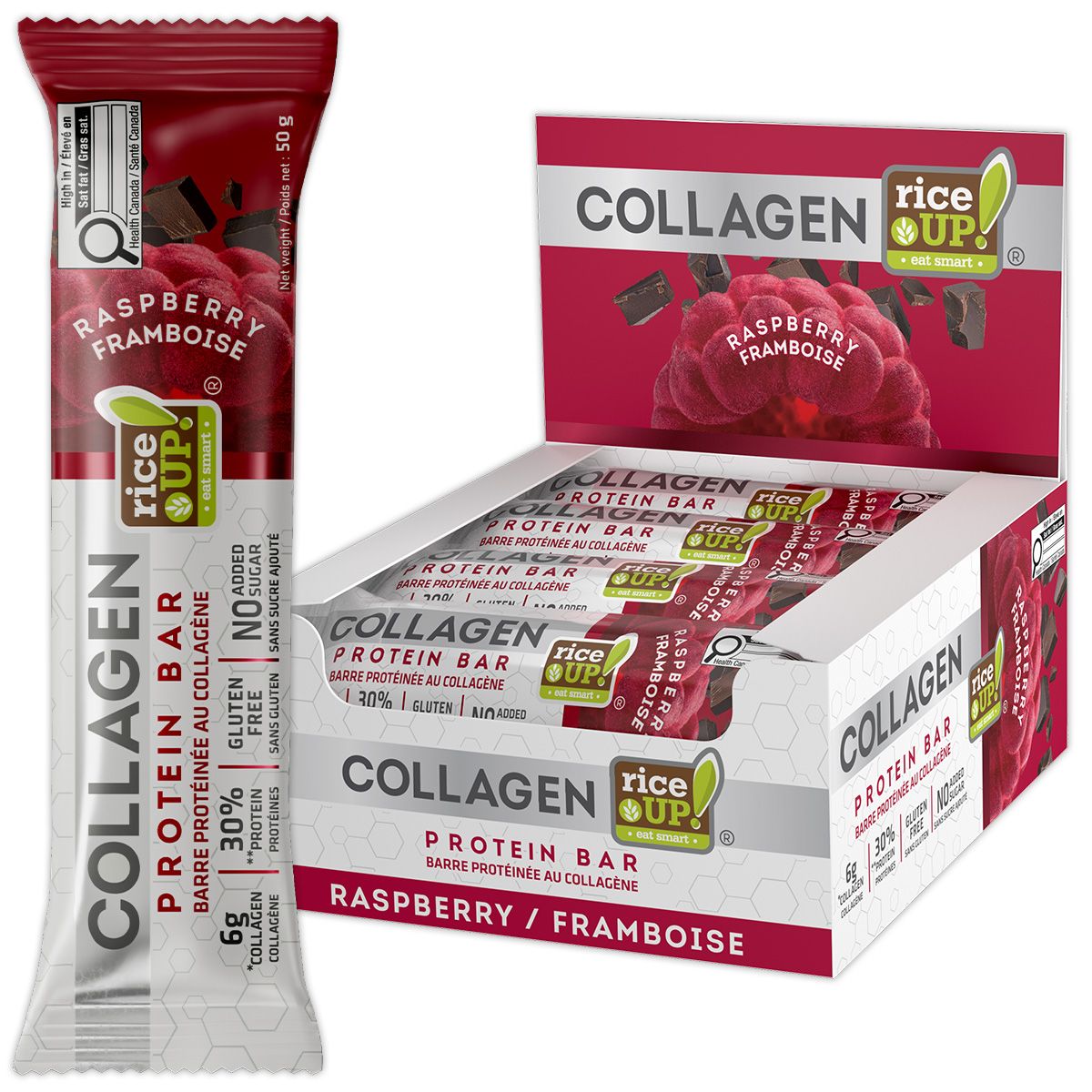 **NEW* - Rice Up - Collagen Protein Bars - Raspberry - 12x50g