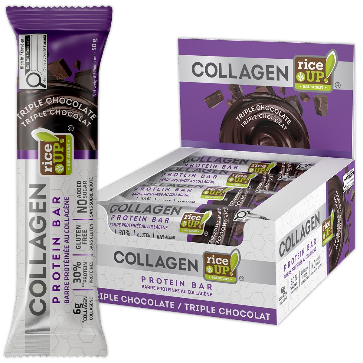 **NEW* - Rice Up - Collagen Protein Bars - Triple Chocolate - 12x50g