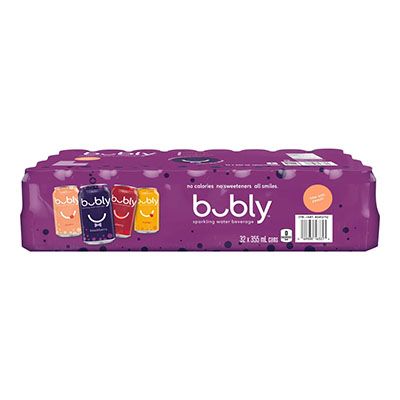 Bubly - Sparkling Water - 32 Pack Assorted - Mango/Blackberry/Cherry/Peach - 32x355mL