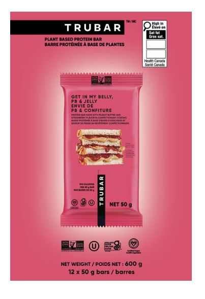 *NEW* - Trubar - Plant Based Protein Bars - Get In My Belly, PB &amp; Jelly - 12x50g