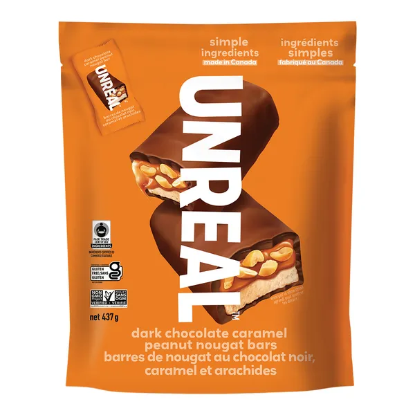 **NEW* - Unreal - Dark Chocolate Bars - Caramel Peanut Nougat - 437g