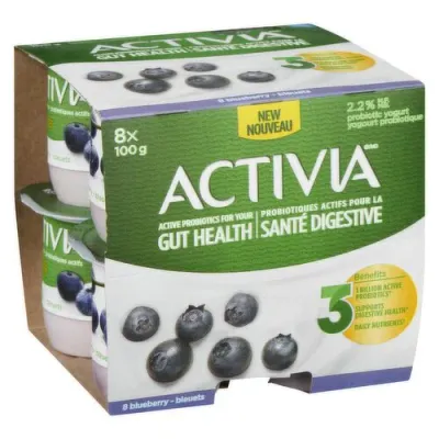 Activia - Probiotic Yogurt - 8 Pack; Blueberry - 8x100g