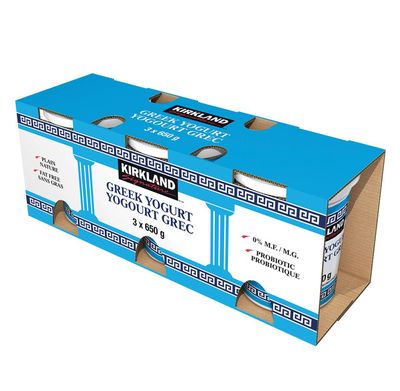*NEW* - Kirkland - Greek Yogurt - Plain 0% M.F. - 3x650g