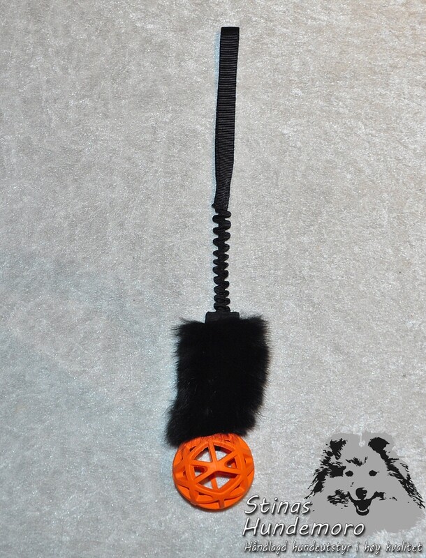 Minileke med strikk og ball, svart og oransje. Hard (sterkere) strikk.