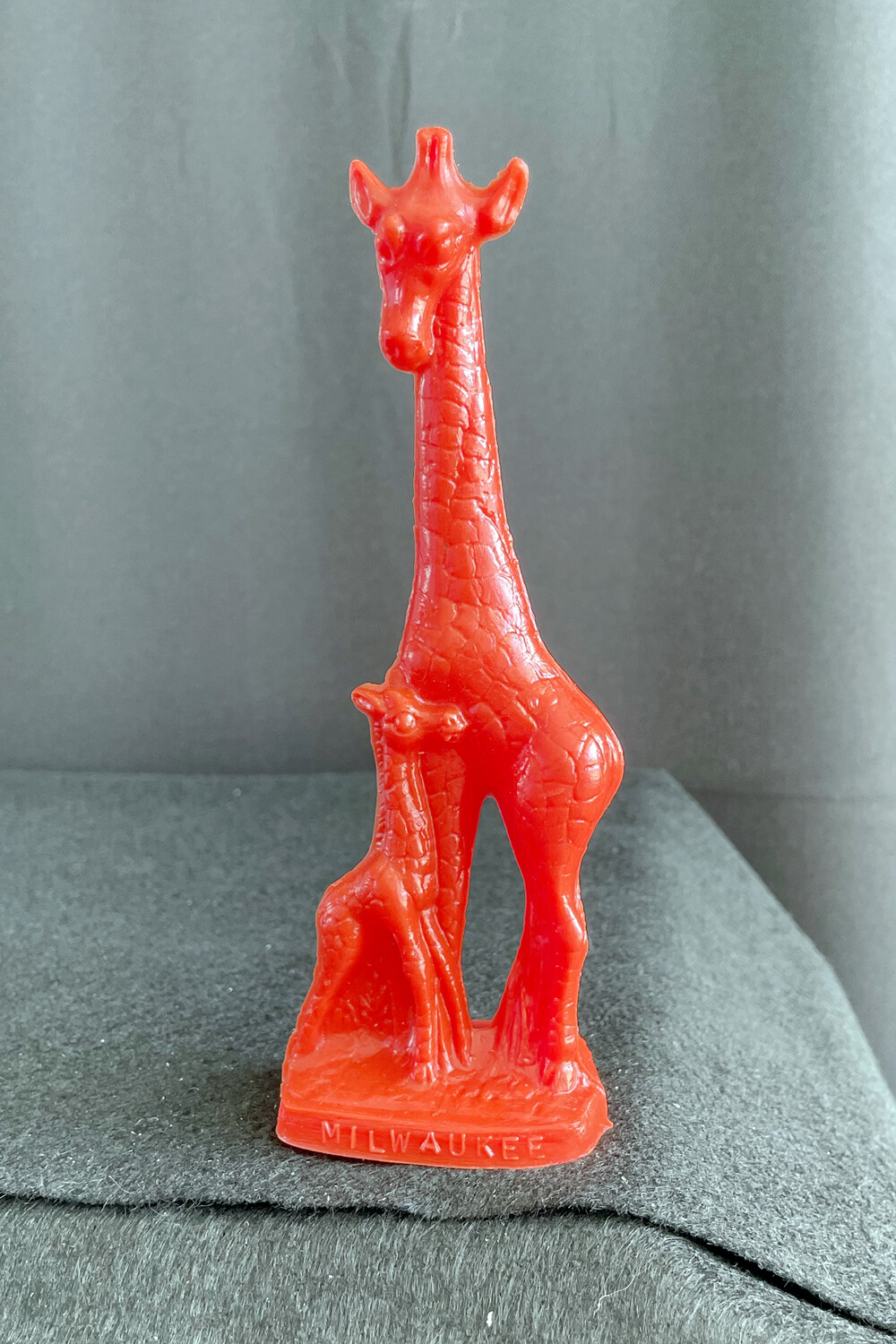 Red Mold-A-Rama Giraffe Figurine from Milwaukee County Zoo
