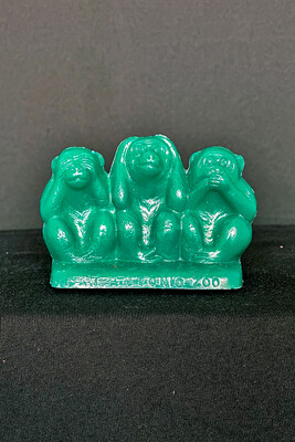 Green Mold-A-Rama Three Monkeys Figurine from San Antonio Zoo