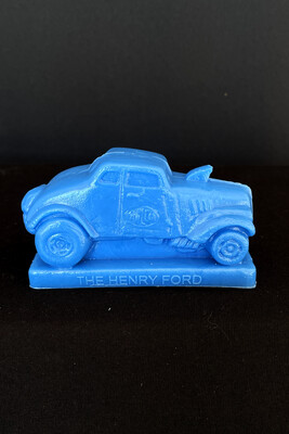 Front of Blue Mold-A-Rama 1933 Willys Gasser Statue from the Henry Ford Museum