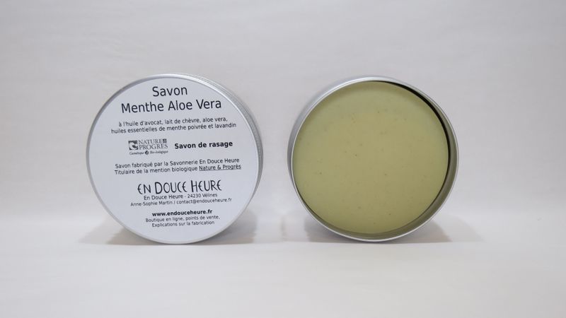Savon MENTHE ALOÉ VERA – Rasage - Pot Alu 150g