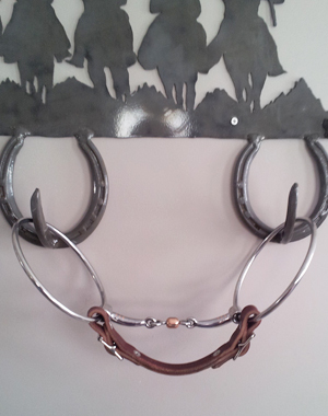 Custom handmade snaffle bit and chin strap