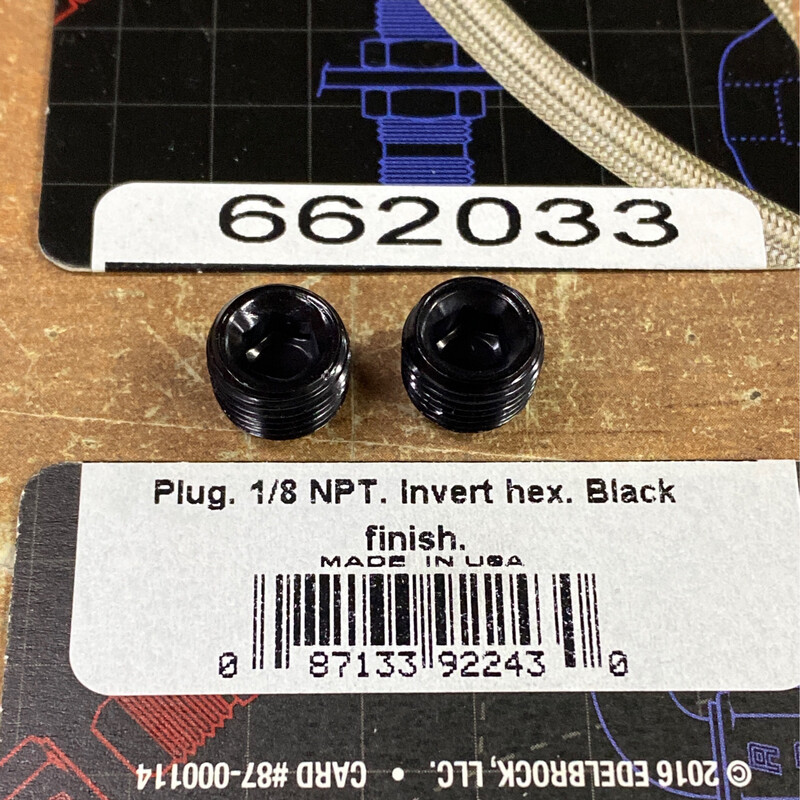 Plug; 1/8 NPT, Black, PR