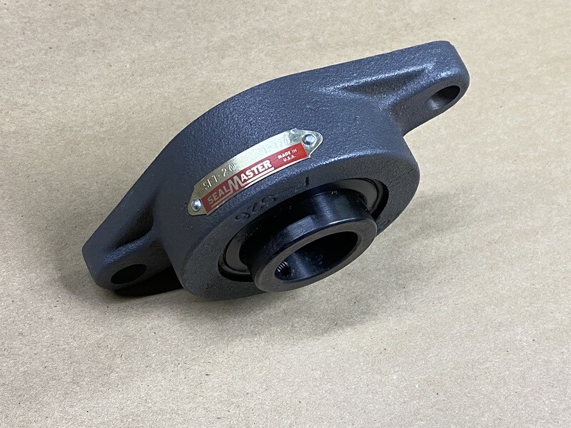 Flange-Mount Ball Bearing Unit - 1-1/4 in Bore, 2-Bolt Flange Mount, Set Screw Locking, Cast Iron Housing Material, Non-Expansion Bearing (Fixed), Standard Duty, Felt Labyrinth Seal Seal
