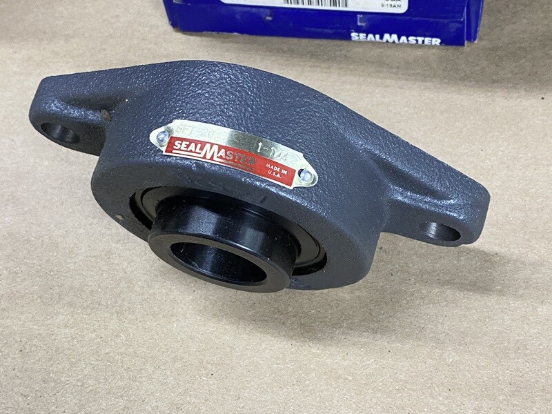 Flange-Mount Ball Bearing Unit - 1-1/4 in Bore, 2-Bolt Flange Mount, Set Screw Locking, Cast Iron Housing Material, Non-Expansion Bearing (Fixed), Standard Duty, Felt Labyrinth Seal Seal