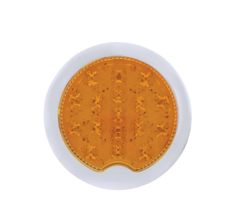 17 Amber LED Vintage Round Park/Turn/Clipped Corner Light With Flush Mount Pad – For 1939 Chevy Car