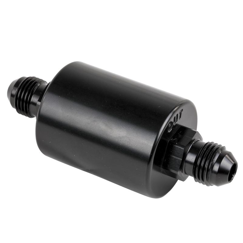 Billet In‑Line Fuel Filter – Black Anodized, -6 AN