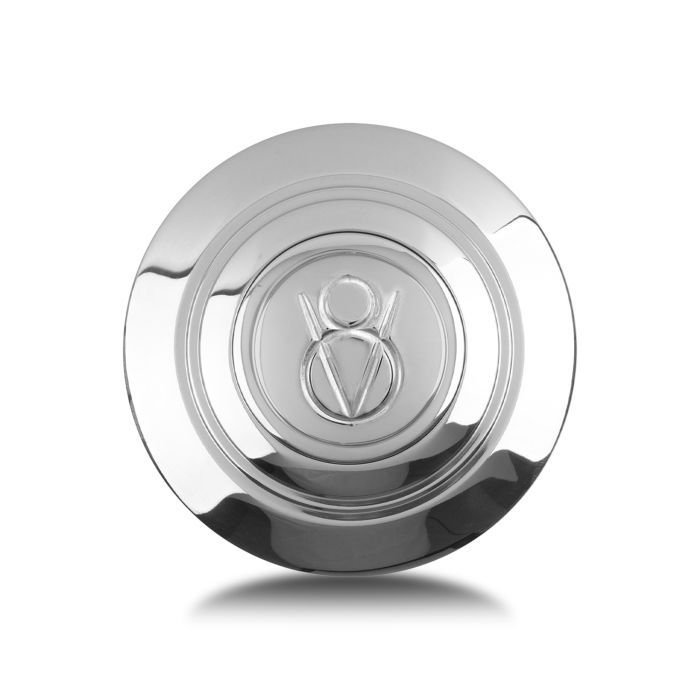 Domed Full-Cover Horn Button – Polished Billet Aluminum, V8 Logo
