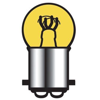 Dual Filament Bulb – Straight Pins, 15/3 CP, Small Amber Globe