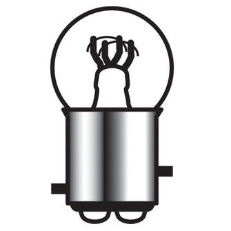 Dual Filament Bulb – Offset Pins, 15/3 CP, Small Clear Globe