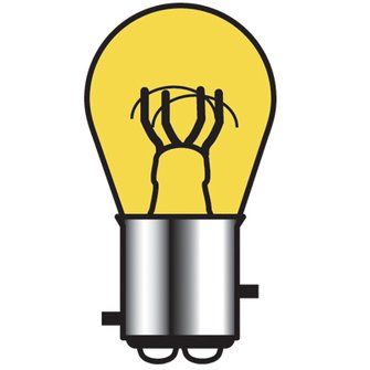 Dual Filament Bulb – Offset Pins, 50/14 CP, Amber Globe