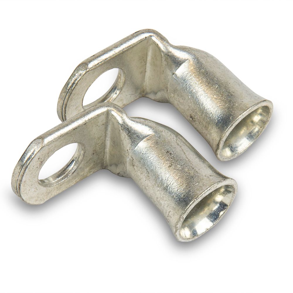 Battery Cable Lugs – 1 Gauge, 3/8″ Stud Hole, 90° Bend (Pair)