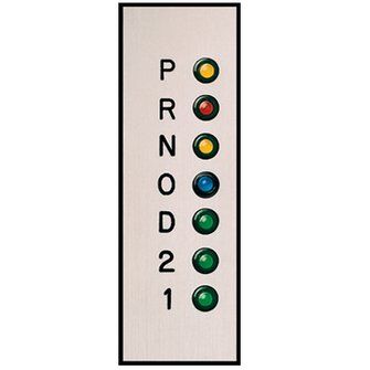 Gear Shift Indicator Panel – Vertical Pattern with OD, Brushed Silver