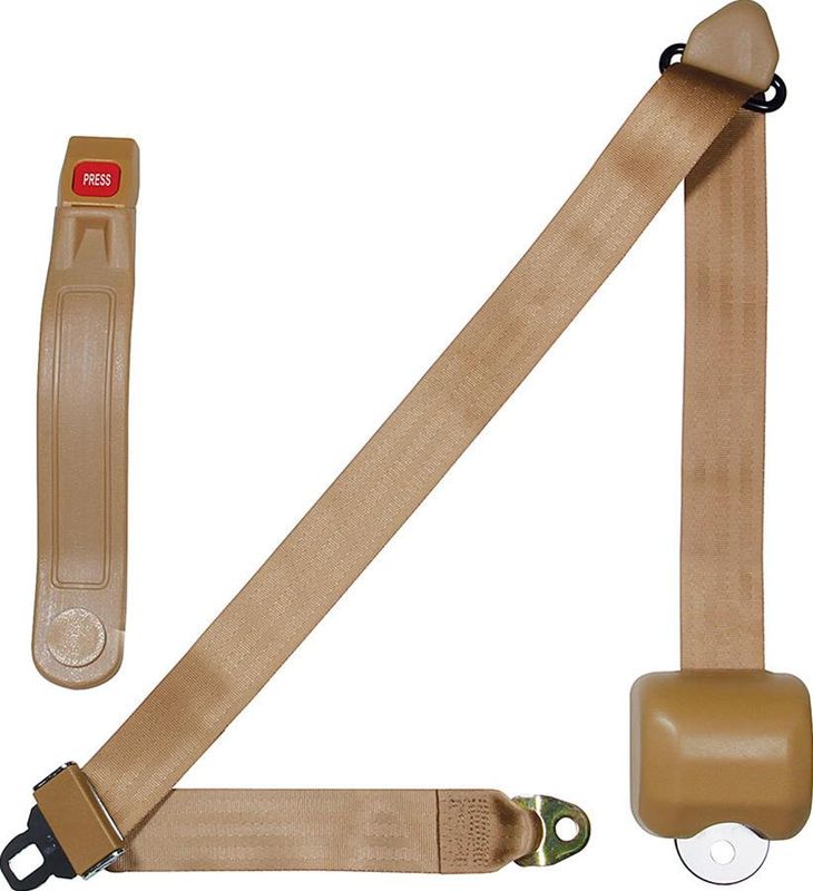 Retractable 3‑Point Seat Belt – Tan