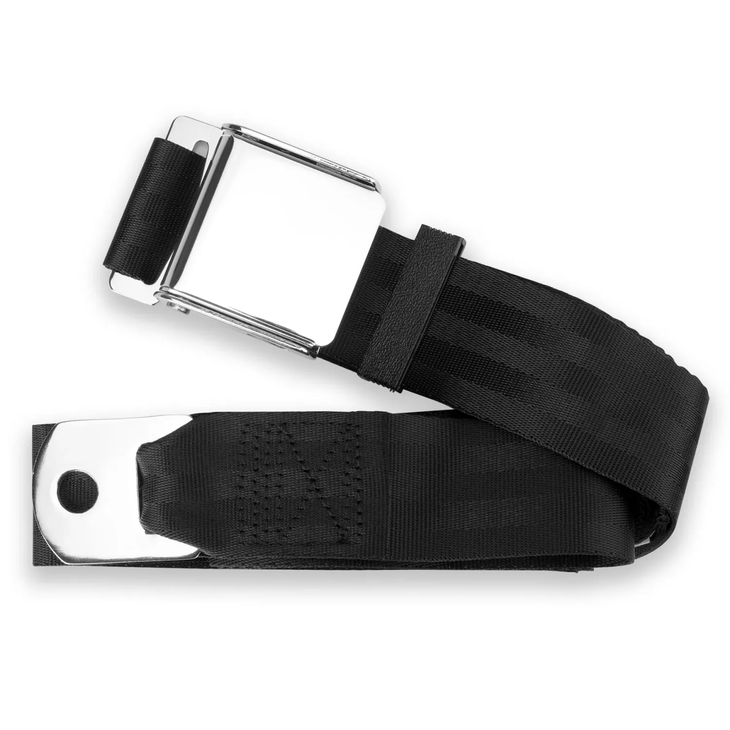 Lap Belt – Black, Chrome Aviation Buckle (60&quot; or 75&quot;)