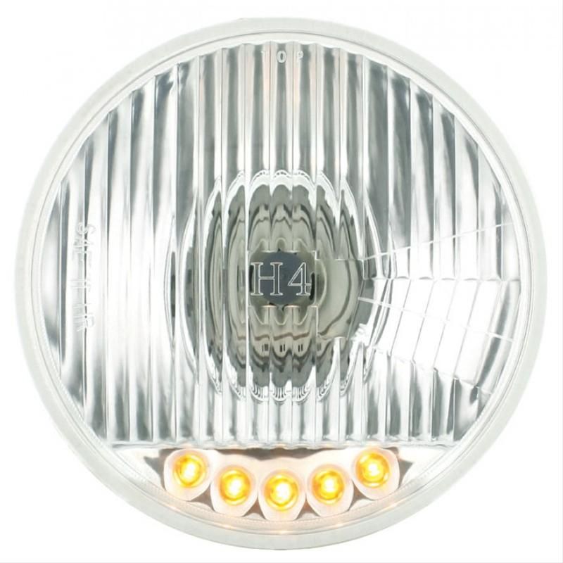 5-3/4&quot; Crystal Halogen Headlight with 5 Amber LED Position Lights