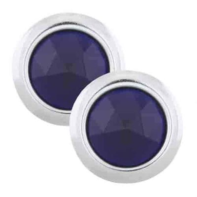 Glass Blue Dot Lens with Chrome Ring – Short Tab (Pair)