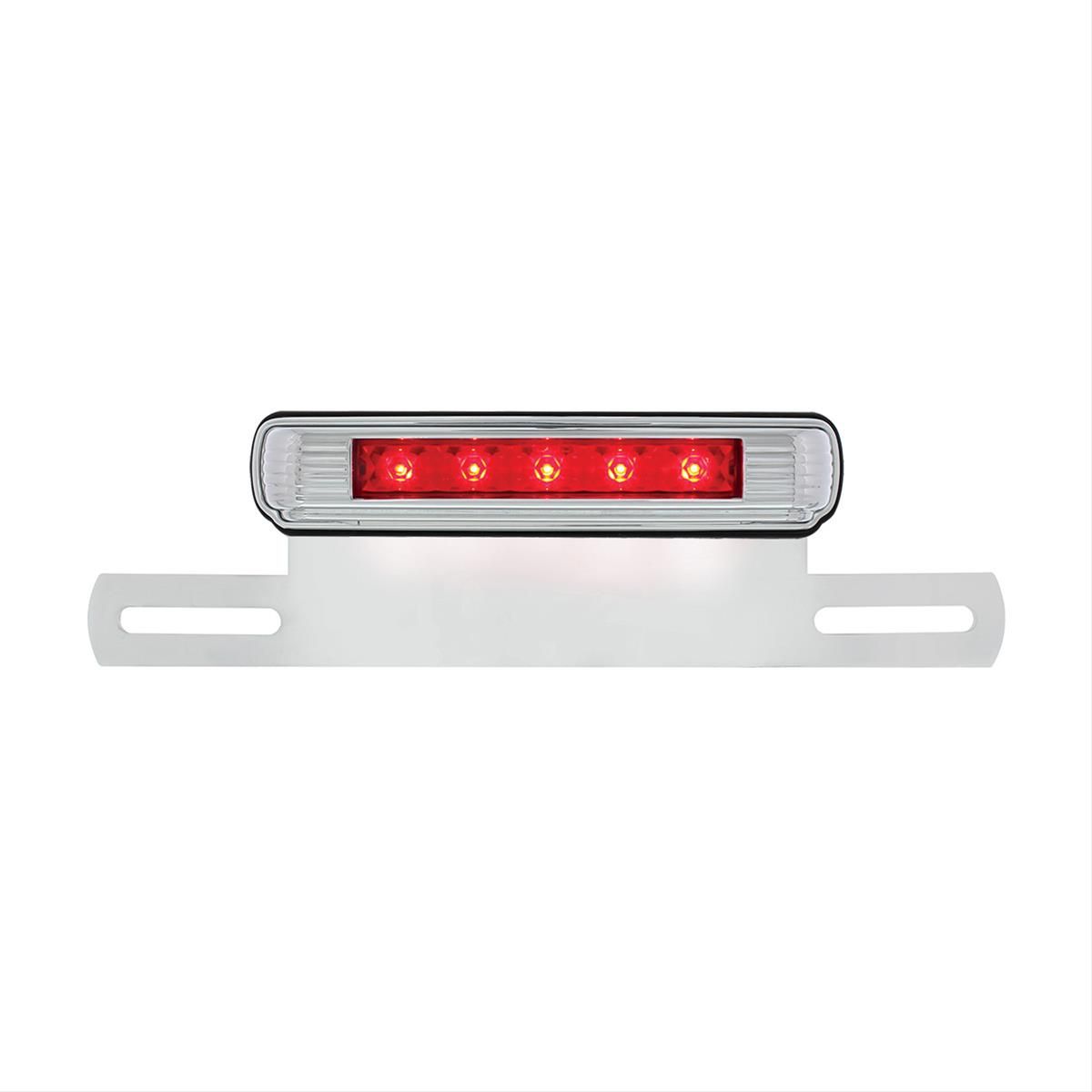 Chrome License Plate Light &amp; Bracket with Red LED 3rd Brake Light