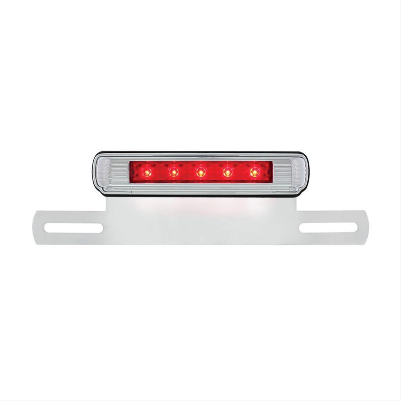 Chrome License Plate Light &amp; Bracket with Red LED 3rd Brake Light