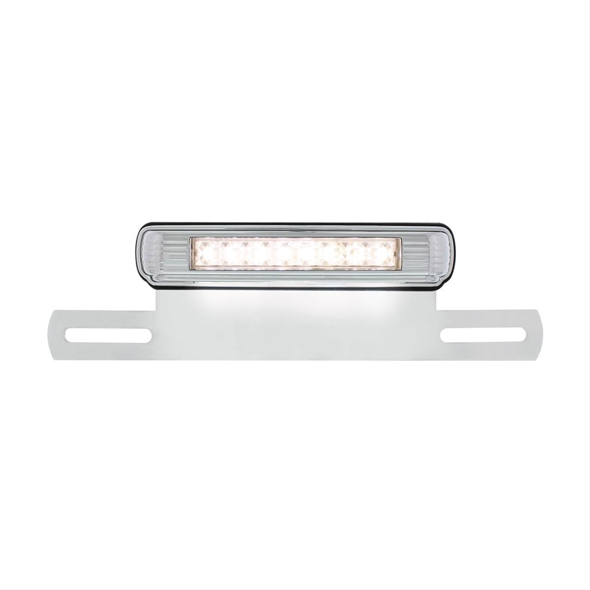 Chrome License Plate Light &amp; Bracket with White LED Backup