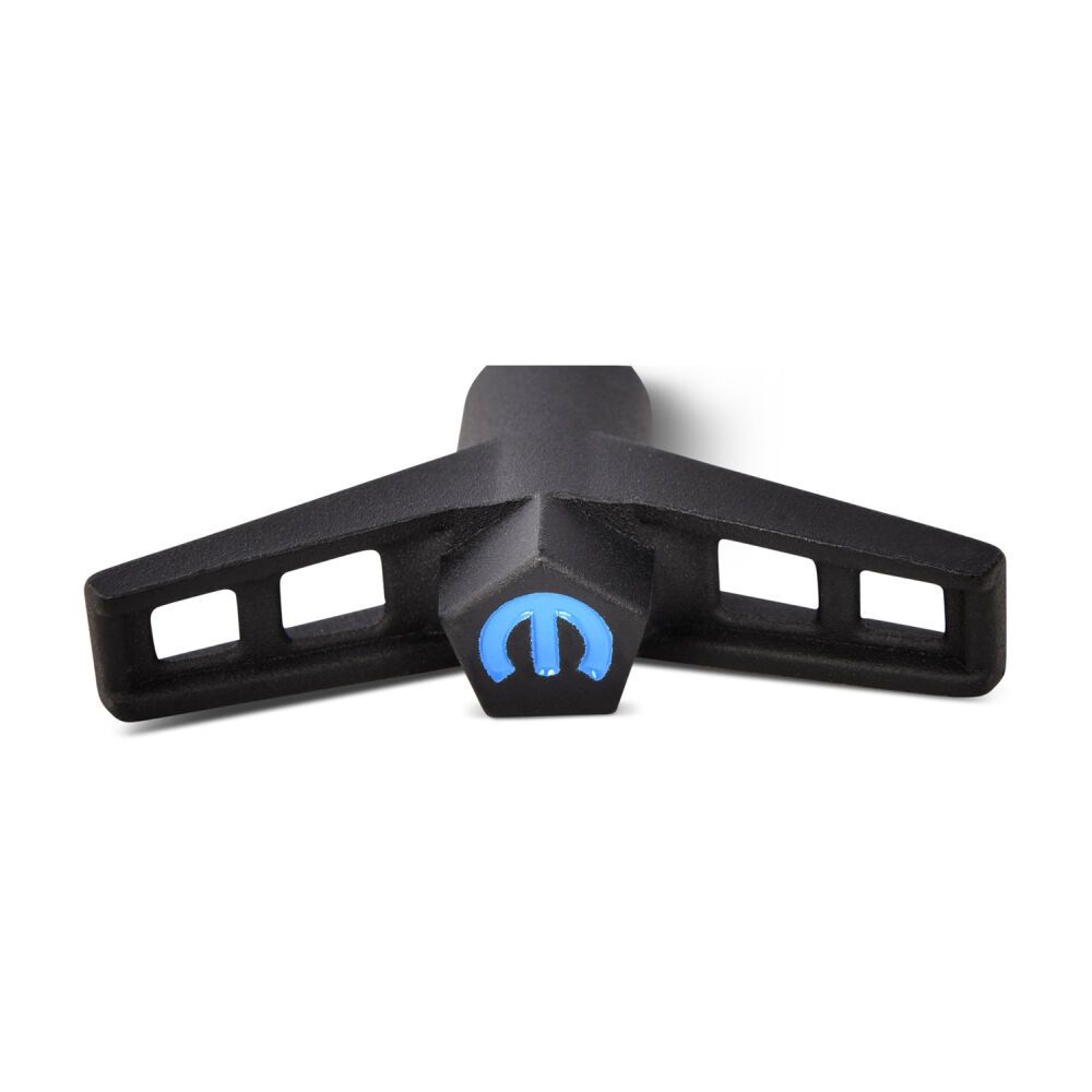 Mopar Valve Cover Wing Nuts – Black Crinkle, Blue Emblem (Set of 4)