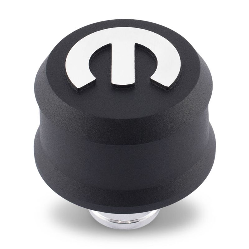 Slant-Edge Aluminum Push-In Air Breather Cap – Black Crinkle with Raised Mopar Emblem