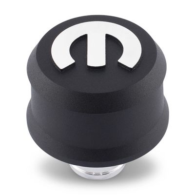 Slant-Edge Aluminum Push-In Air Breather Cap – Black Crinkle with Raised Mopar Emblem