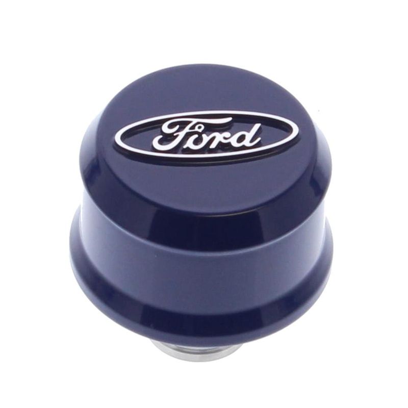 Slant-Edge Valve Cover Breather Cap – Blue with Ford Oval Logo